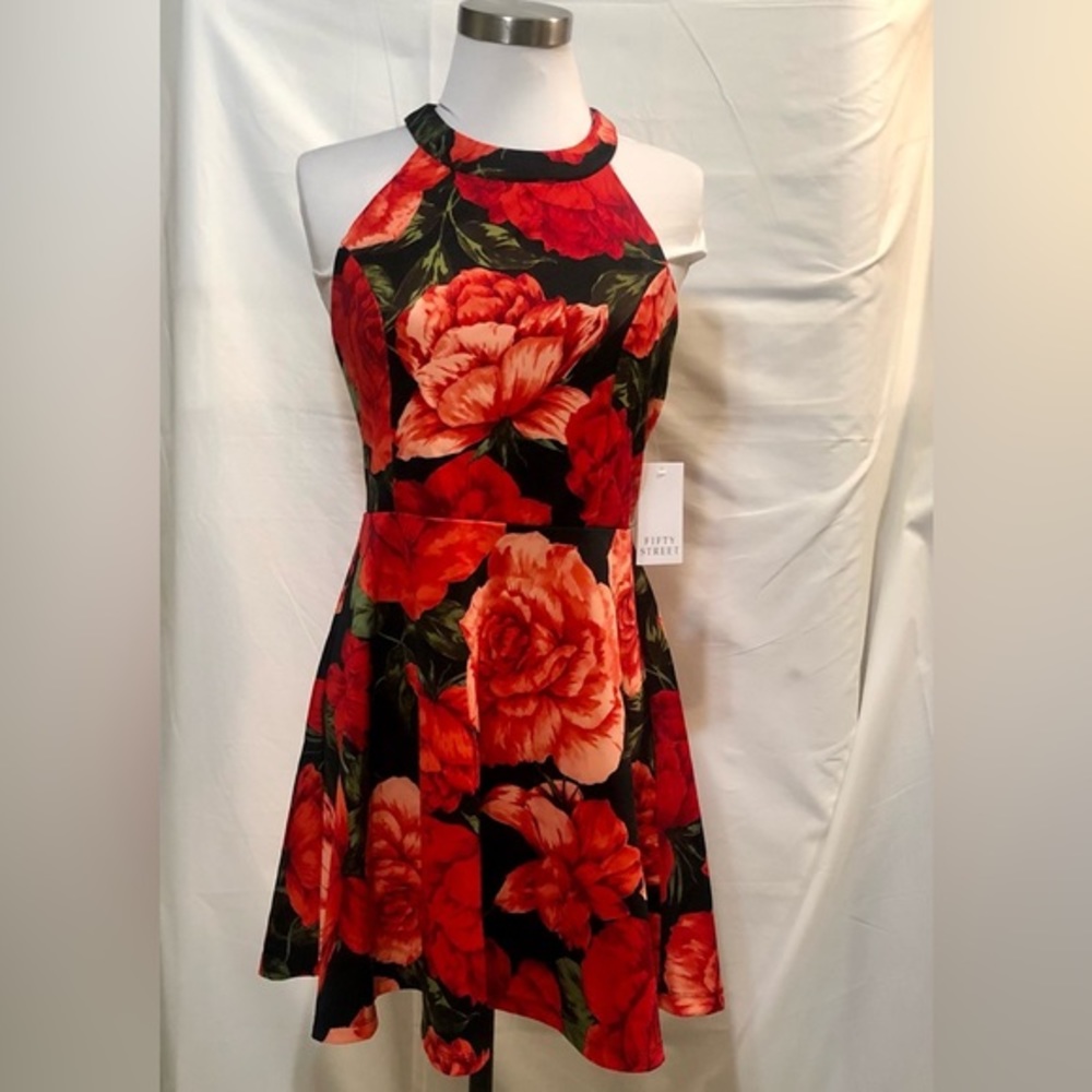 Fifty Street Red Floral Mini Dress
